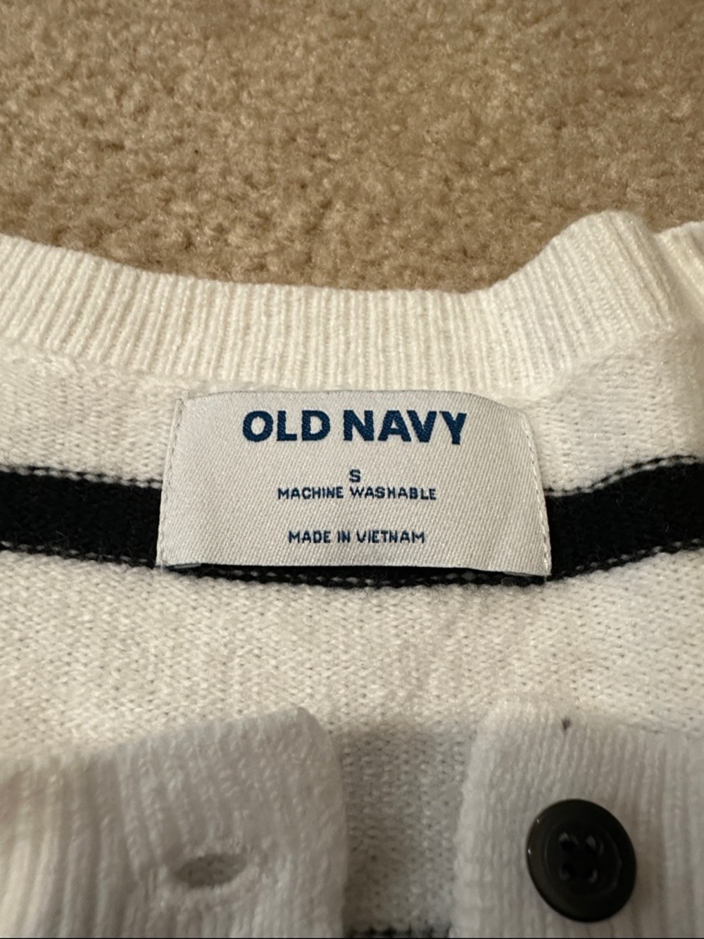 Old Navy White and Black Striped Crew Neck Cardigan NWT - Picture 3 of 10
